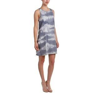 Tart Grey Tye Dye Sleeveless Shift Mini Dress Coastal Vacation Feminine Comfy
